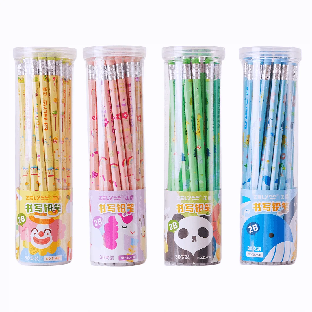 Customization Cartoon Pencil Color Box Jumbo Heat transfer film 2B Pencils Office students use pencils