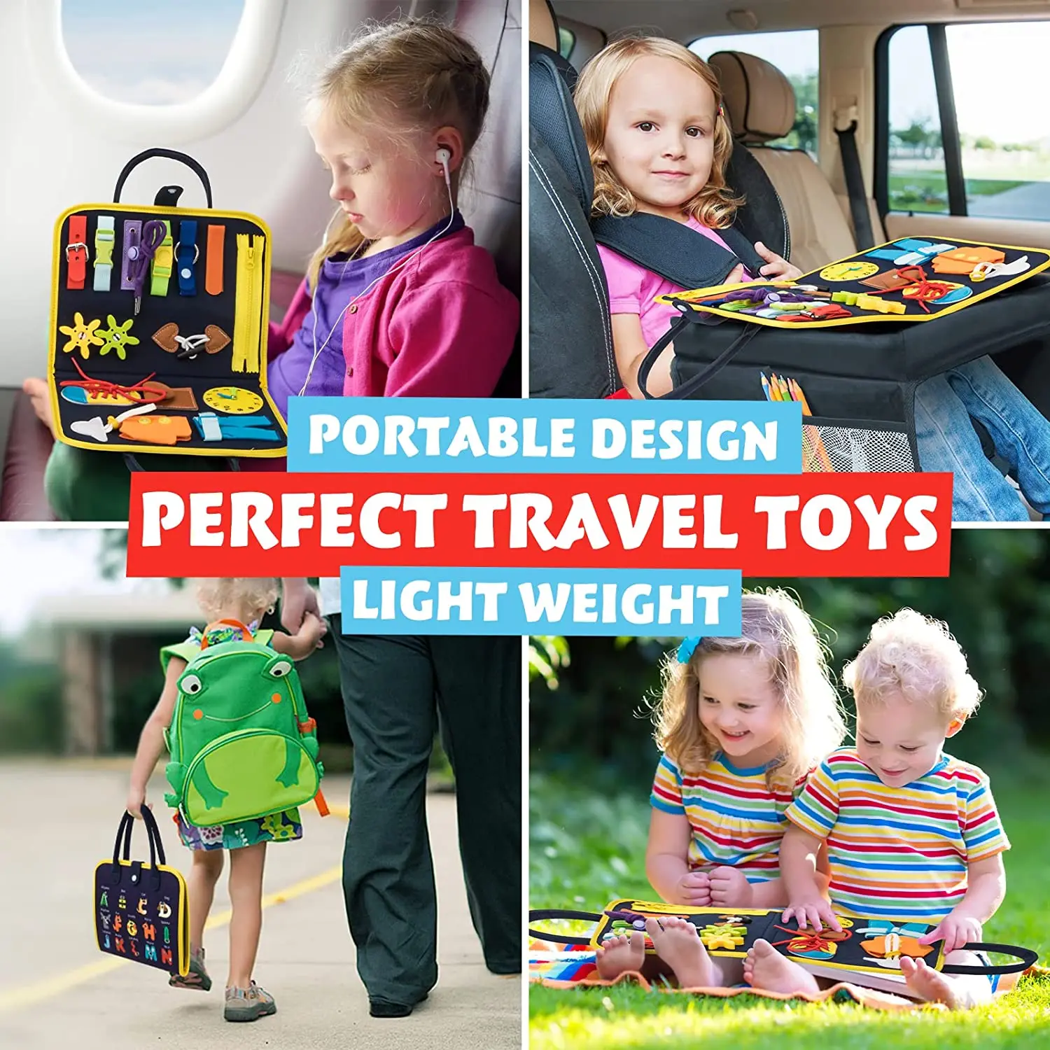 Toddlers 2-4 Sensory Board Busy Book Preschool Learning Activities Educational Toys for Toddlers 2 3 4 Year Old Boys Girls