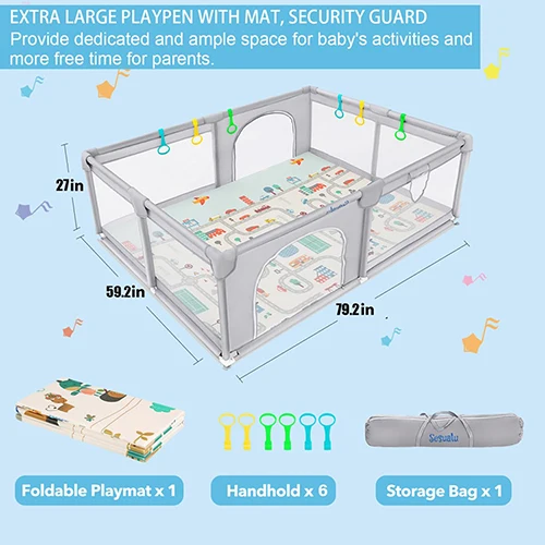 Baby Playpen Large Baby Playard Indoor & Outdoor Kids Activity Center with Anti-Slip Base Sturdy Safety Play Yard with Breath
