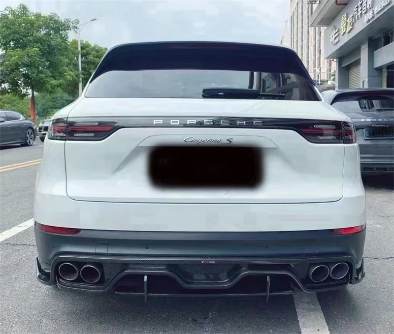 Front bumper edge side skirts  rear diffuser rear spoiler for the Porsche Cayenne 18-21 TK style carbon fiber body kit