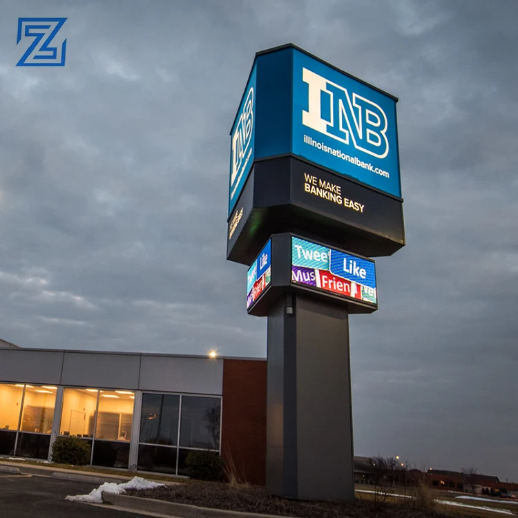 Custom pylon sign free standing parking pylon signage pylon signs outdoor metal backlit letter sign board