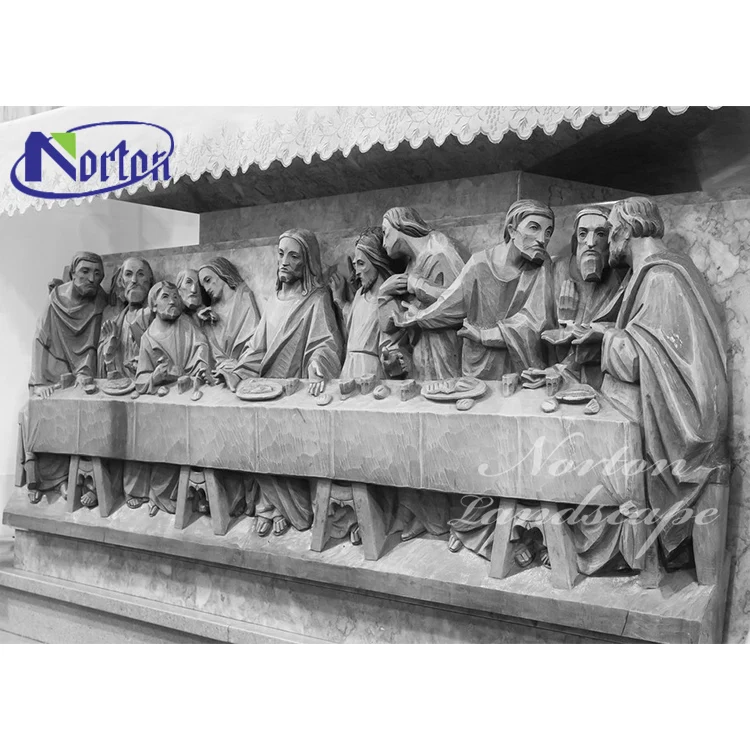 Home Decoration Hand Carved Stone Marble Wall Art Relief The Last Supper Stone Sculpture For Sale