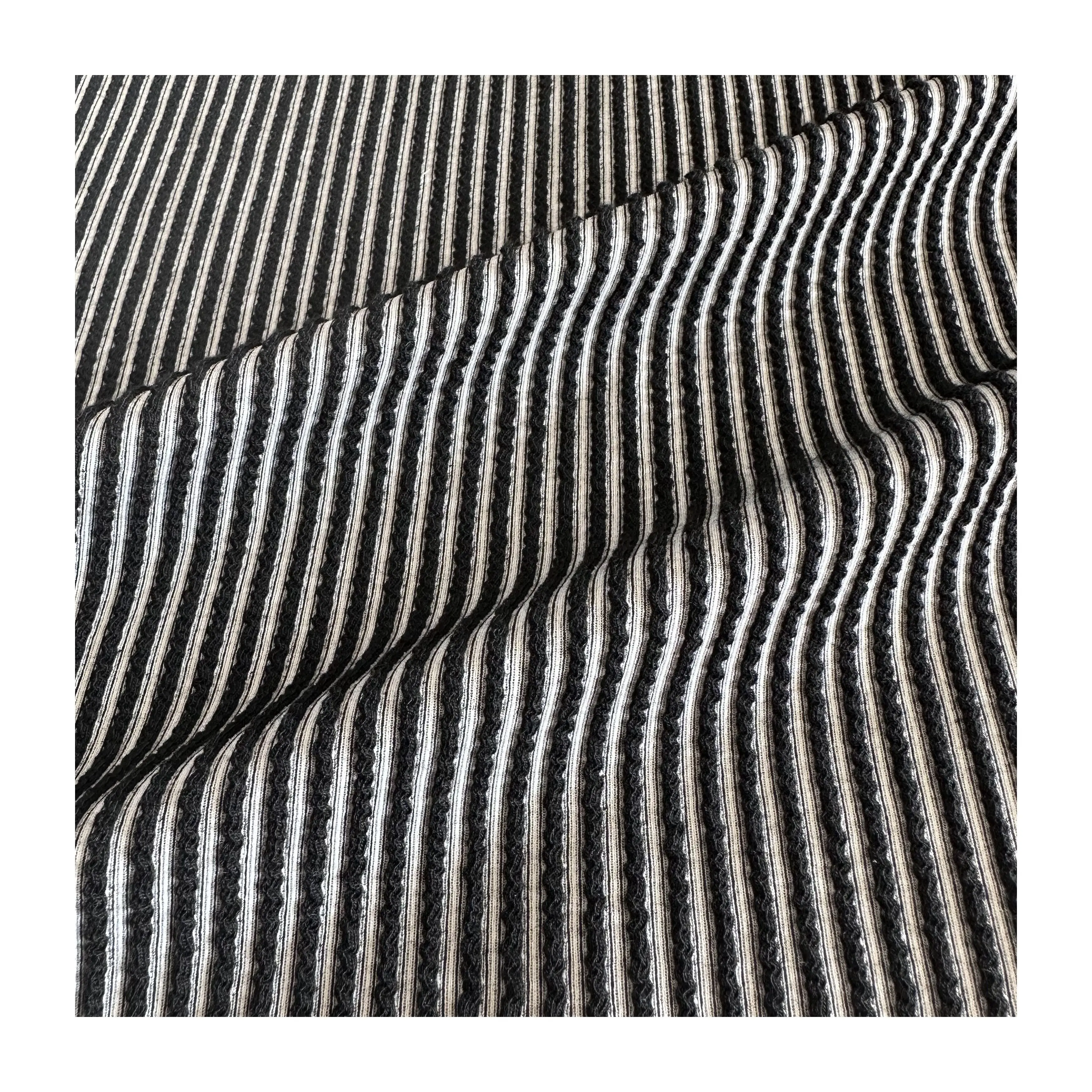 Garment polyester spandex stripe crepe fabric seersucker  jacquard jersey fabric for underwear and swimwear