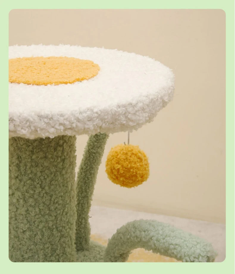 Pawise Safety Durable Cat Flower Scratching Post Wood Cat Scratch Play House With Sisal Rope Cat Tree Tower For Indoor Playing