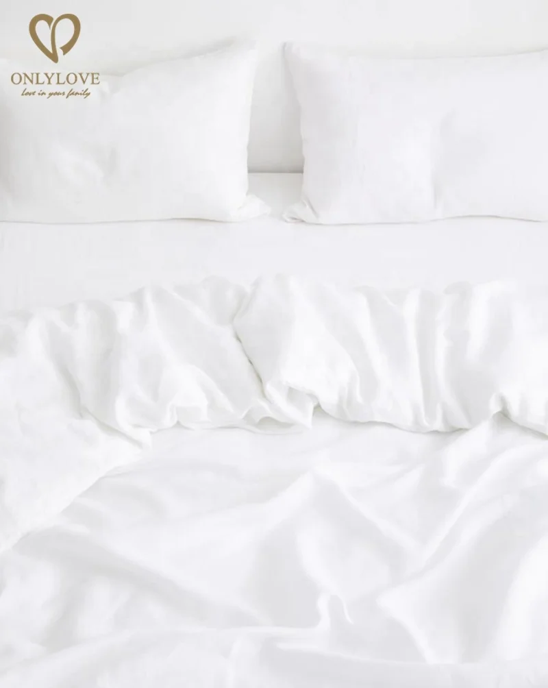 2022 popular 100% French linen bedding sets flax bed sheet set stone washed bedsheet duvet cover set