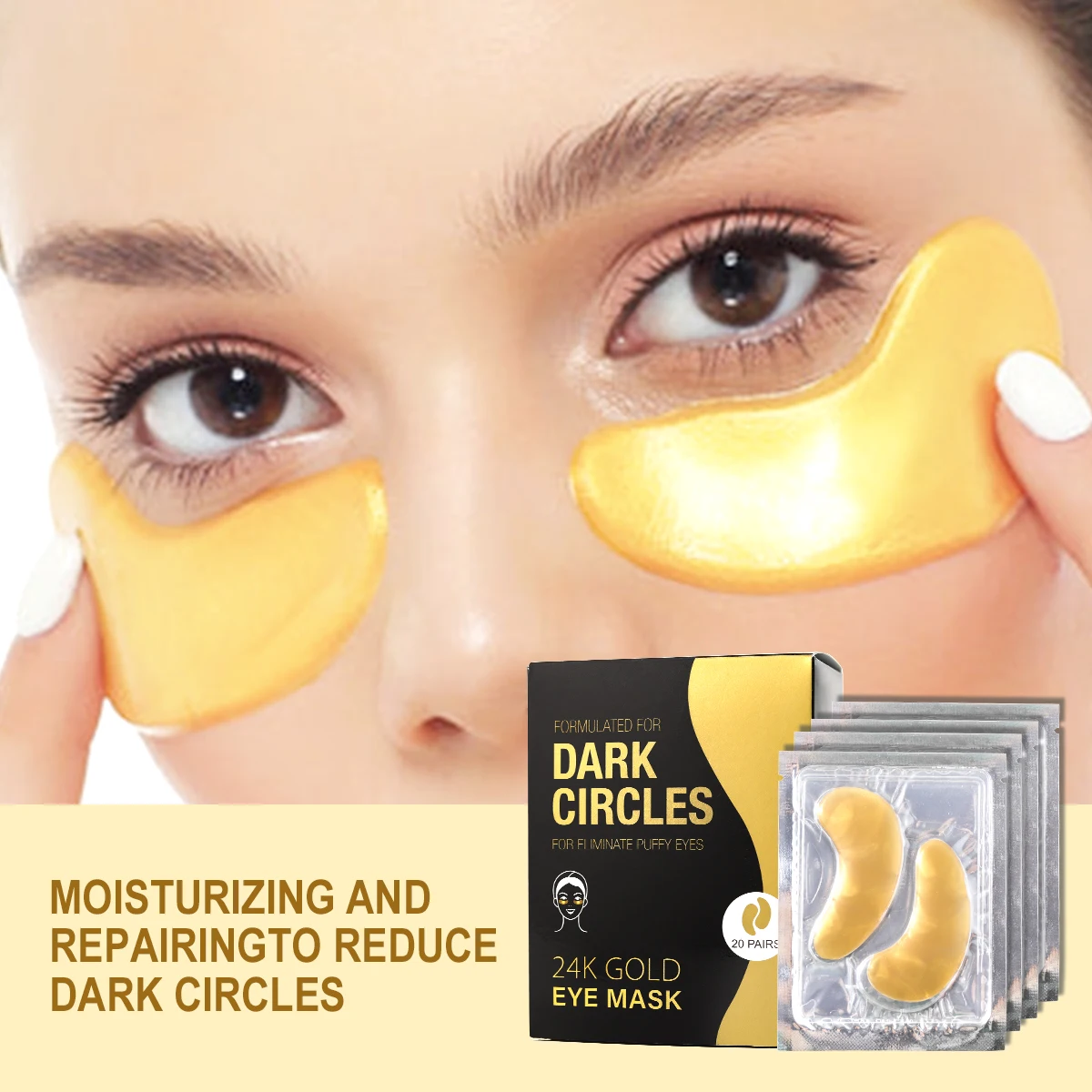 OEM ODM 24k Gold Eye Mask Dark Circle Hydrogel Eye Mask Removing Puffiness Bags Collagen Gel Eye Patch Under Eyepad Parches