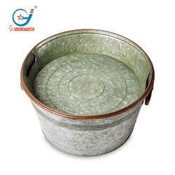 galvanized beverage tub and tray metal ice bucket set