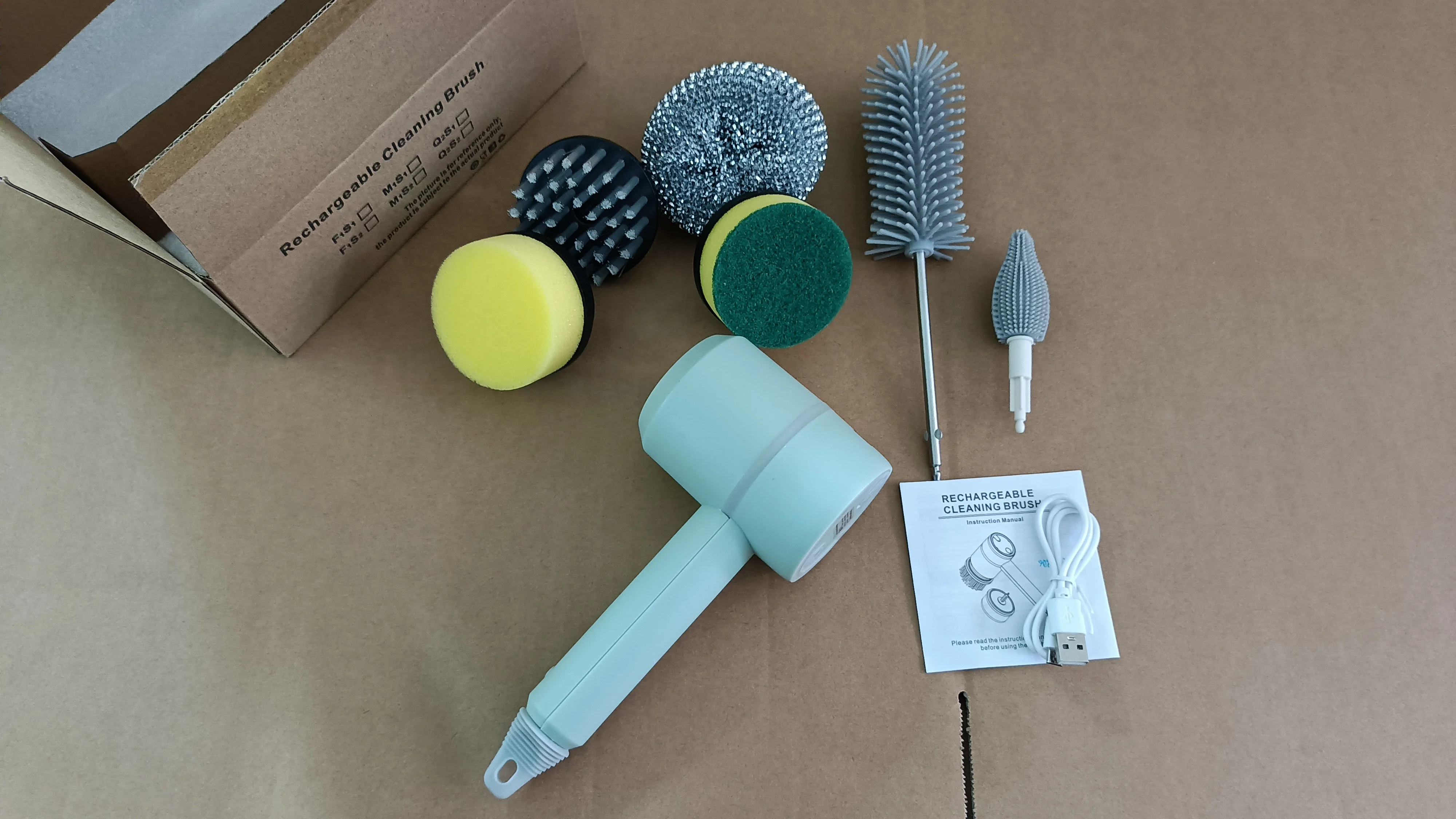 Dropshipping 6 brush handheld multifunctional rotate cordless electric kitchen cleaner dish scrubber cleaning brush Kitchen