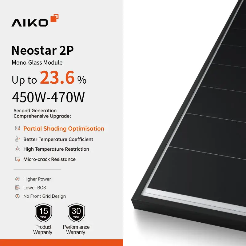 Солнечная панель AIKO N-типа 470 Вт монолицевая 450 455 460 465 полностью черная рама с хорошей ценой