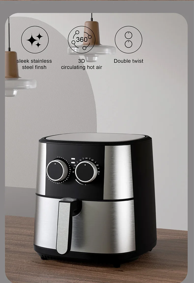 Digital Stainless Steel Silver Black French Fries Multi-Function 4 In 1 Healthy Large Capacity Air Flyer