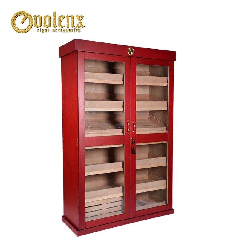 Wholesale Classical High Quality Wood Cigar Cabinet  Showcase box Large Storage Custom Logo Cigar Humidor Cabinet