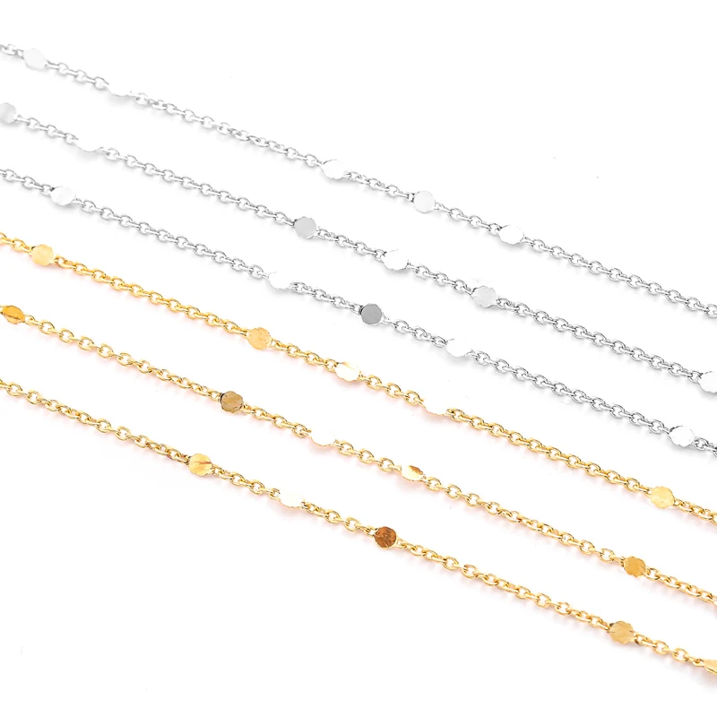 1 metres/strip KC gold/Rhodium Plated Spacer disc copper Chain for Jewelry Making DIY Necklace Chains Foot chain accessories Y8