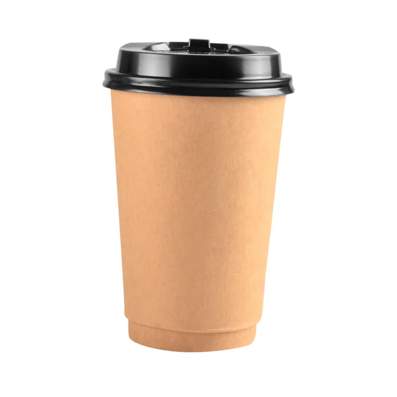 Eco-friendly custom double wall paper coffee cup disposable hot drink paper cups with lid