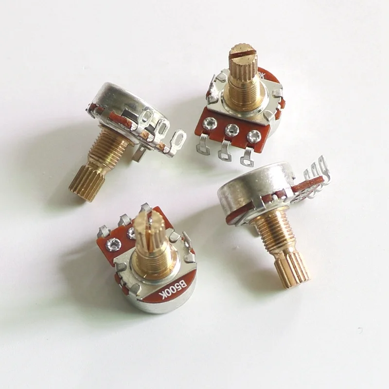 Donlis 250K/500K 15mm Brass shaft Mini guitar pots in A/B style for ST TL LP Guitar Bass volume tone control