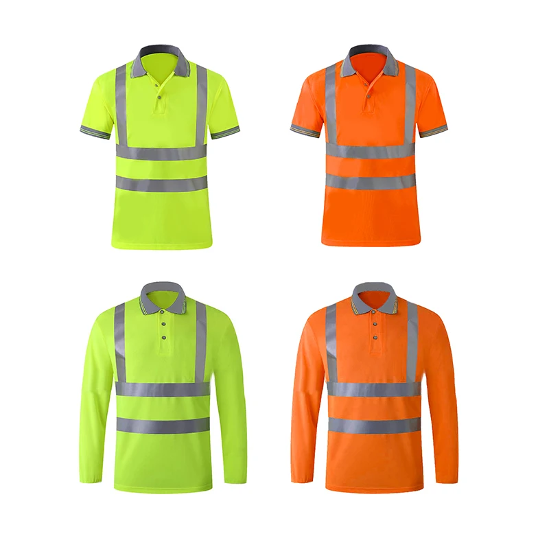 Reflective Safety Men Work Wear Construction Polo Shirts T-Shirts Vest Clothing  safety T-shirt with collar