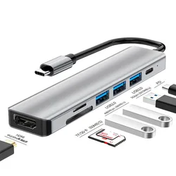 Usb Pd Charging Electronic Devices 7 in 1 type c hubs 3 usb pd hdtv with SD TF 7 ports usb c hub for Mabook pro