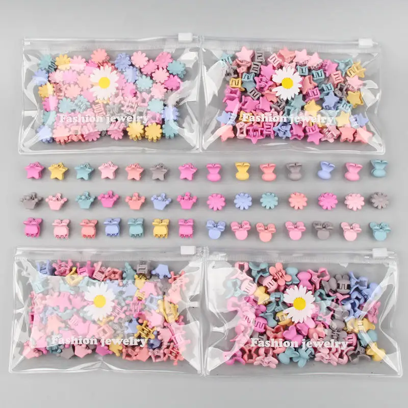 Jiamu Hot Sale High Quality 30pcs Rabbit Ear Mini Hair Claw Clips Flower Star Beans Mouse Claw Clips Set For Girls Kid Women