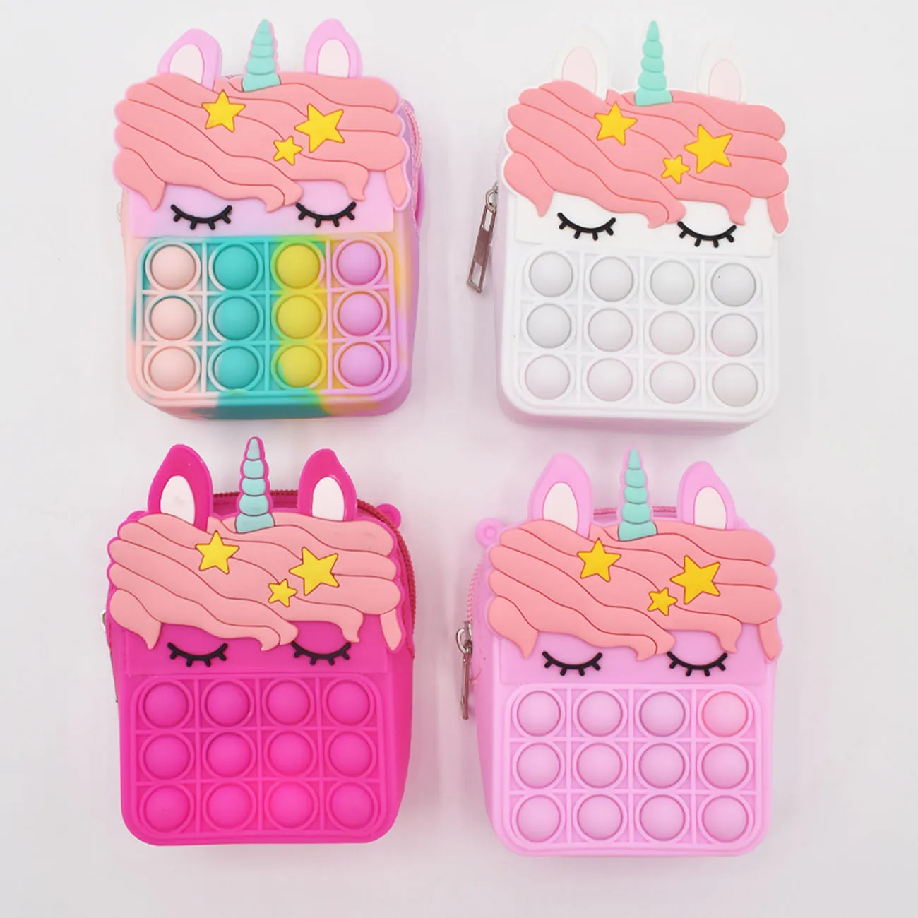 New Autism Women Shoulder Poping Push Pop Bubble Fidget Unicorn Handbags Pencil Bags Messenger Cat bag Pop Fidget Bag Toys