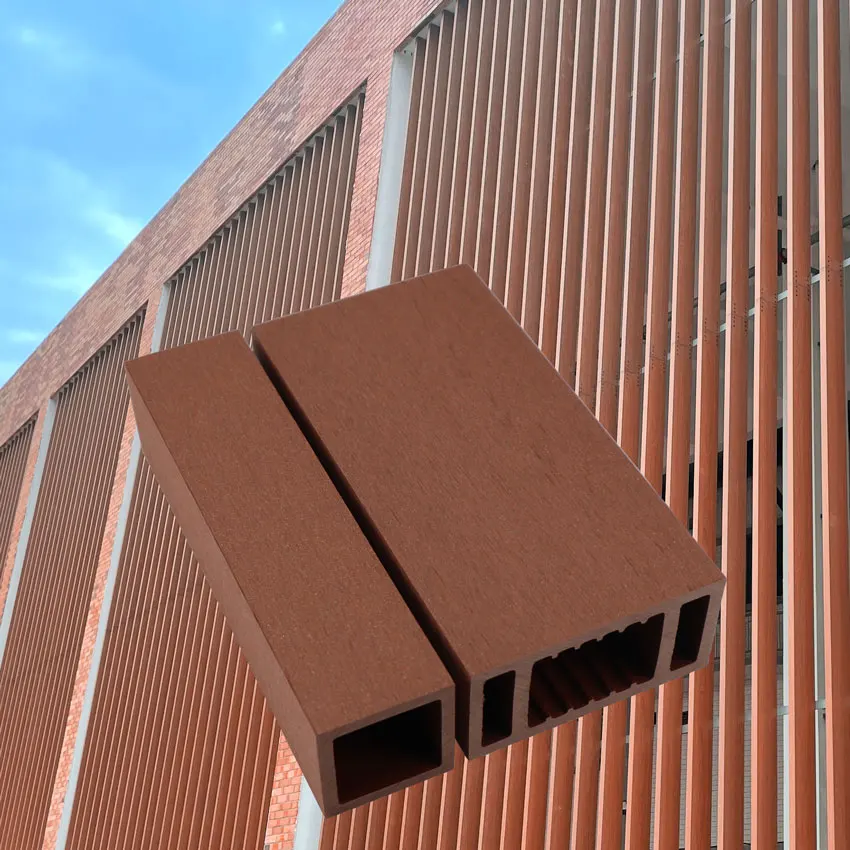 Cheap Price  Exterior 50*50 100*50 Square Hollow Wood Tube Plastic Composite Outdoor WPC Timber Tubes