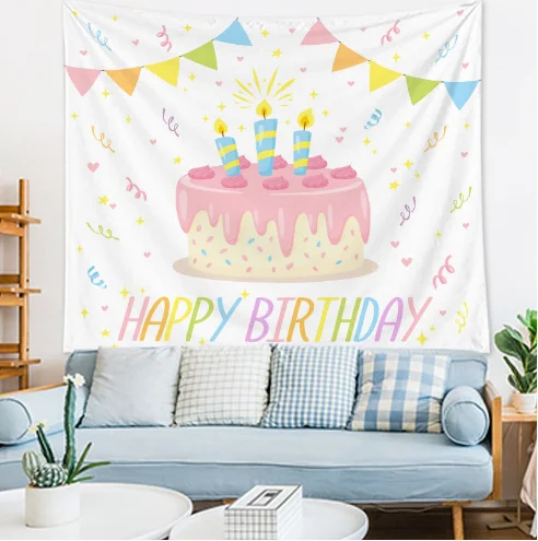 Birthday background cloth children one-year-old banquet party decoration tapestry tapestry simple forest hanging flag lying