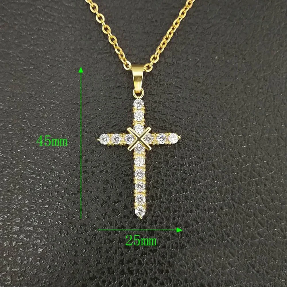 stainless steel pendantsJewelry Gold Plated Zircon Stainless Steel Charm Pendants 316l men golden crosses