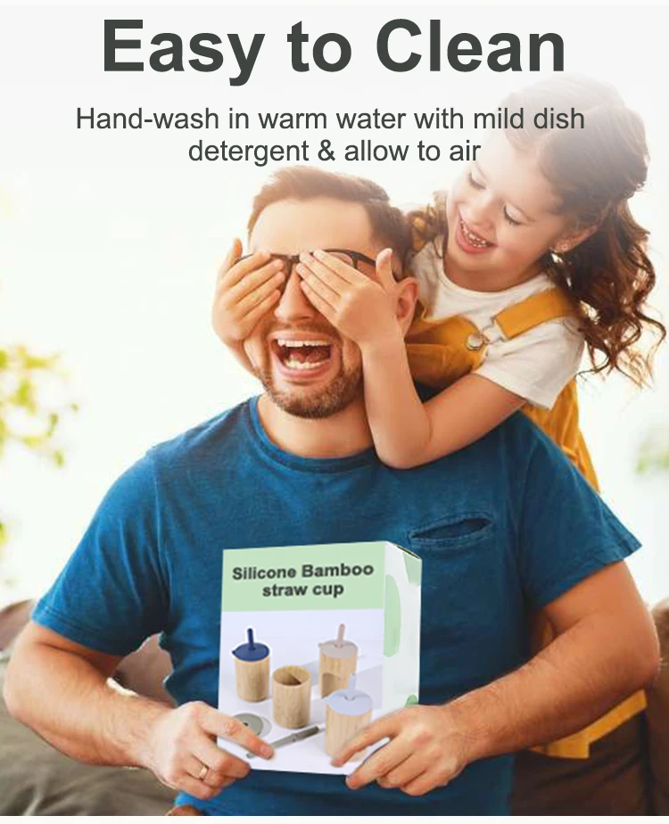 Custom Logo Eco Friendly New Bpa Free Safe Bamboo Toddler Cup Bamboo Straw Toddlers Kids Baby Sippy Cup With Silicone Lid Straw