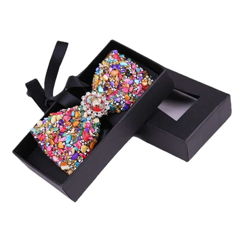 Rhinestone crystal diamond Bowtie Necktie Luxury Banquet Wedding Party Gift box packaging Butterfly Men Bow tie