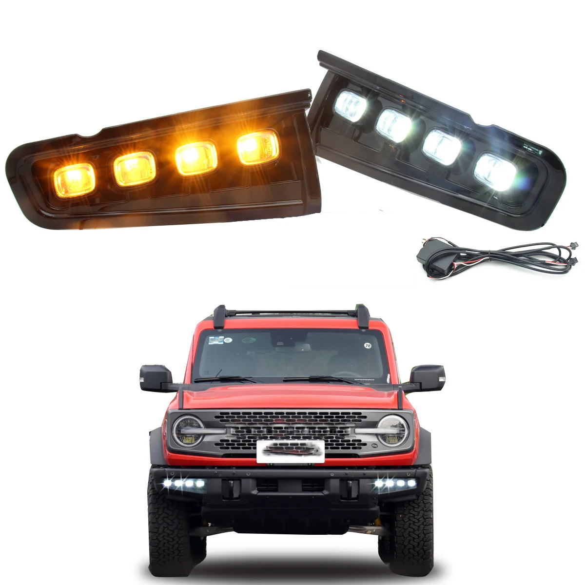 For Bronco 2021-2022 Car auto parts daytime running light LED DRL  white amber