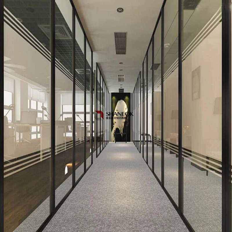 Hot sell building Full glass tempered clear office partitions frosted  aluminum glass wall partition Mobile office