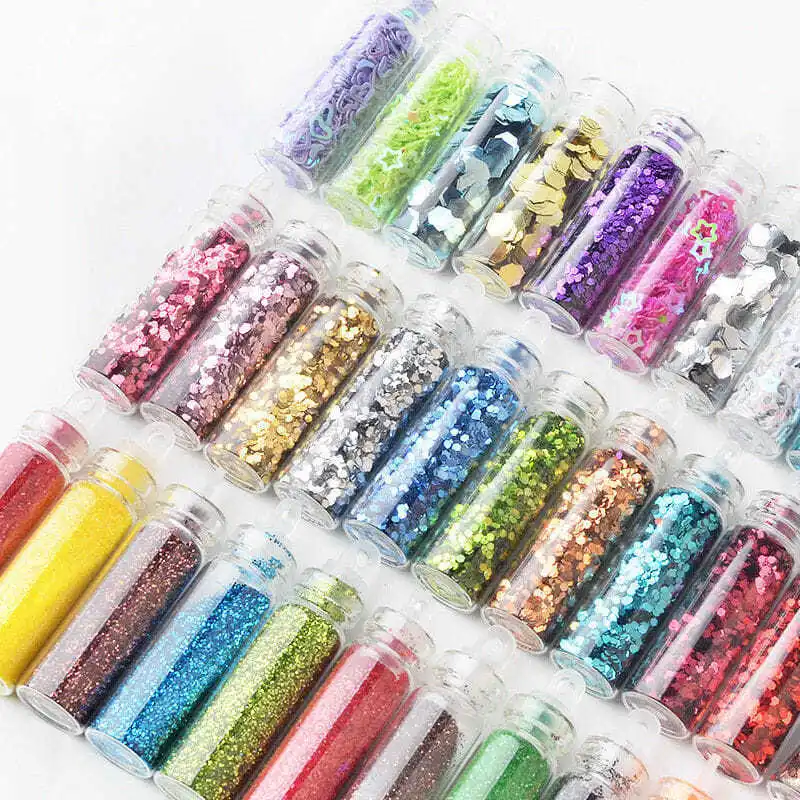 Fashion box package various color and shapes wholesale bulk glitter for  glitter powder glitter dust
