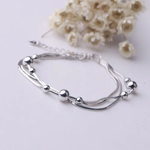 Multi Layer 925 Silver Bracelet Simple Light Luxurious Lucky Beads Charm Bracelet For Women Jewelry Decoration
