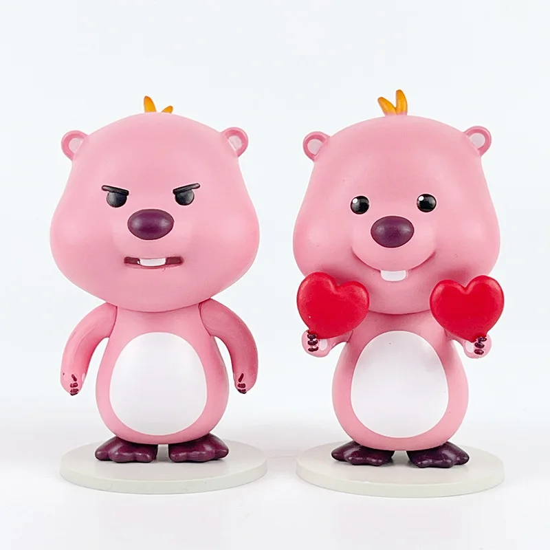 Hot Sale 6 Pcs /Set Loopy Ruby PVC Toy Cute Pink Beavers Car Desktop Decoration Children Loopy Ruby Doll Gift Wholesale