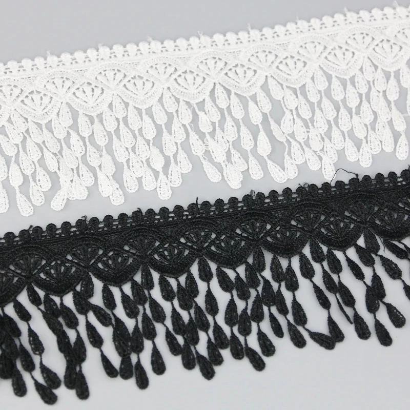 (1 Yards/roll)70mm White Black Silk Net Lace Fabric Ribbons Trim DIY Sewing Handmade Craft Materials Wholesale