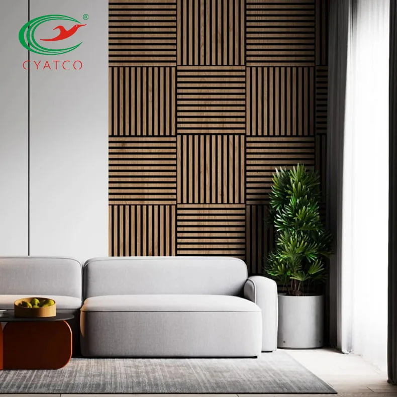 Wholesale Fireproof wood slat panels akustik panel akoestische slat wall panel for decoration