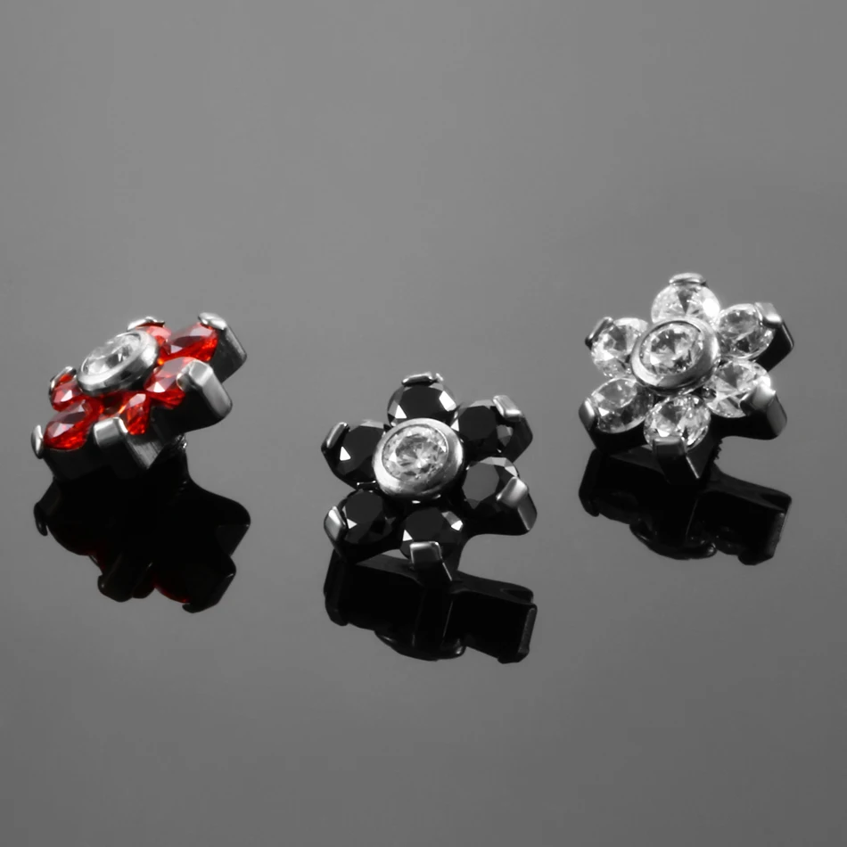 G23 Titanium Flower Crystal Dermal Anchor Top Micro Dermal Anchor Piercings Skin Diver Surface Piercing Sex Body Jewelry