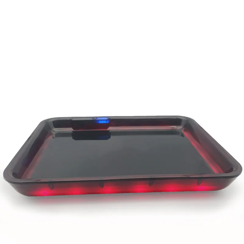 Free Sample Customized Logo Wholesale Metal Colorful Smoking Tobacco LED Rolling tray Custom Rolling Tray Led
