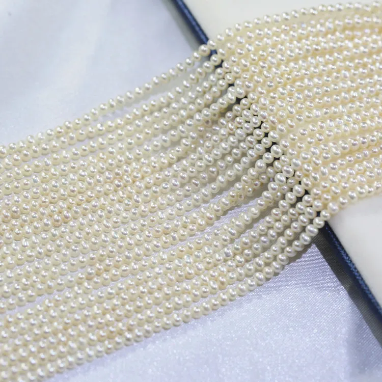 Wholesale Freshwater Seed Pearl Strand White best quality 2.5-3mm Small Short Potato Pearl