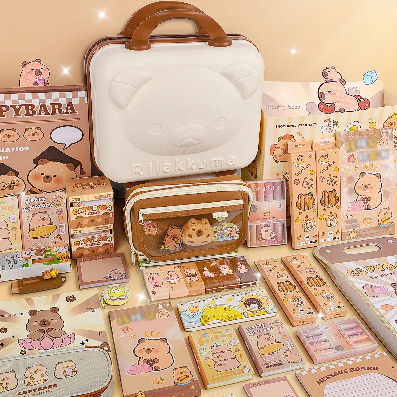 New Product For Kids Present Stationary Case Set Papelaria Fofa Utiles Escolares Capibara School Kit