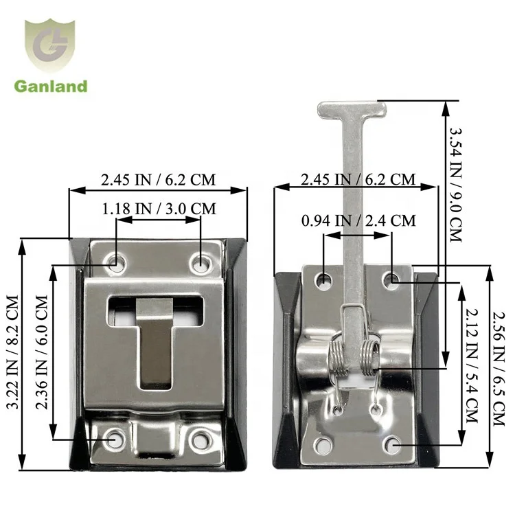 GL- 16511S  T-Bar Stainless Steel Door Retainer Hook & Spring Catch Plate