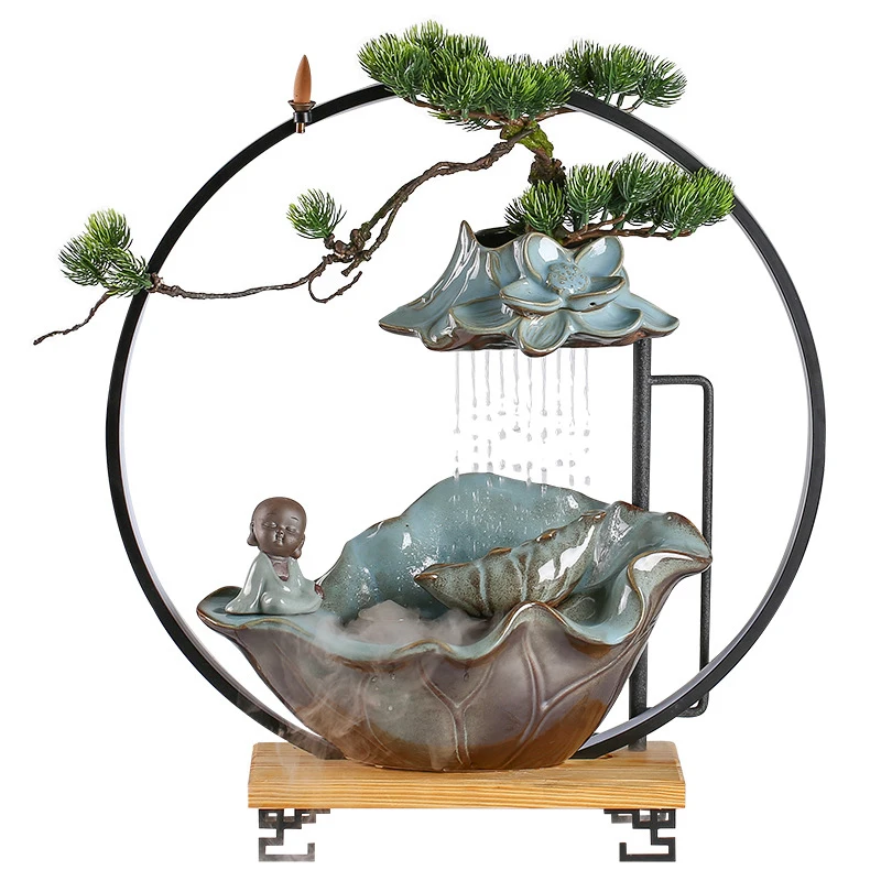Flowing water ornaments home creative fountain living room office desktop porch for new home opening gift