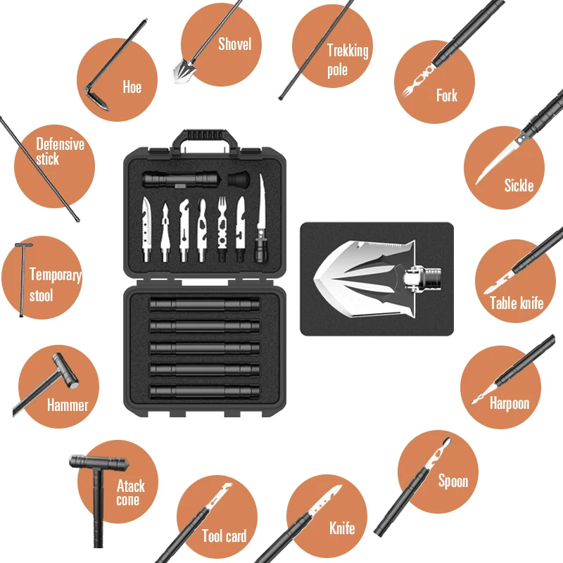 
New Multifunctional Shovel Tool Set Trekking Poles Kit 