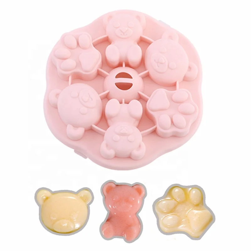 LC-1708 BPA Free Easy Release Flexible 6 Holes Cute Bear Cat Paw Hot Selling Wholesale Price Jelly Mold Silicone