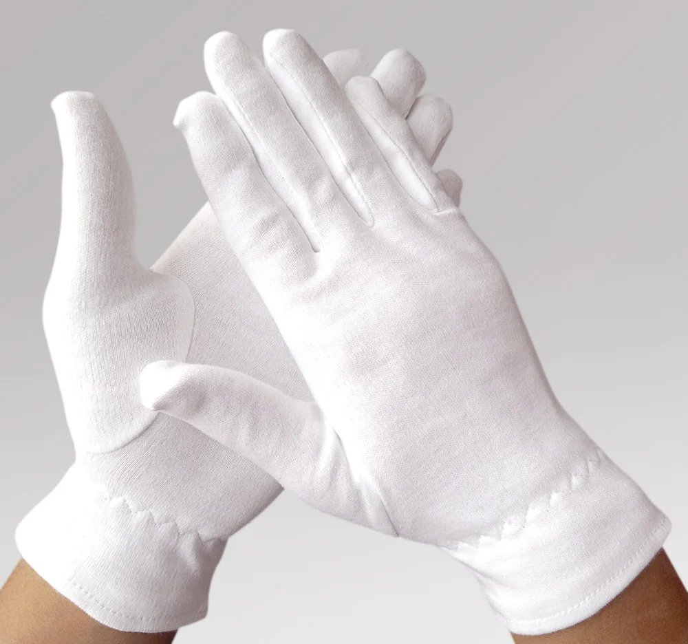 Men Women Full Finger White Cotton Gloves For Waiters Drivers Jewelry Workers Mittens Sweat Absorption Hands
