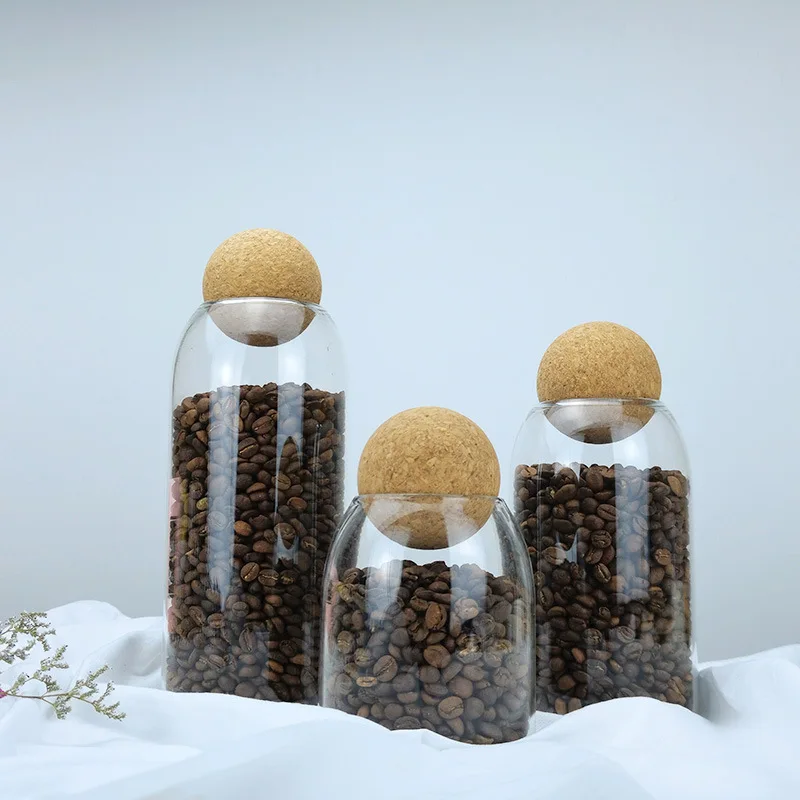 Popular vintage ball stopper glass sealed pot small tea pot with lid set airtight food container