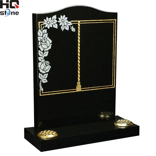 HQ STONE book shape granite tombstone headstone with rose design headstone with rose design