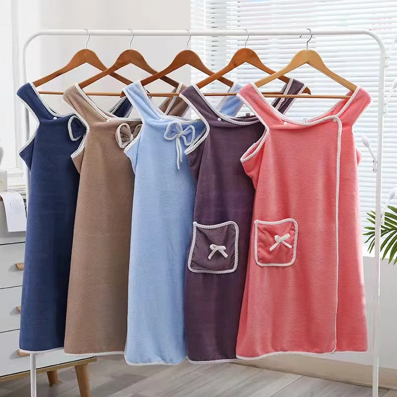 Body Wrap with Adjustable Touch Fastener Factory wholesale microfiber soft beauty sexy women bath towel dress