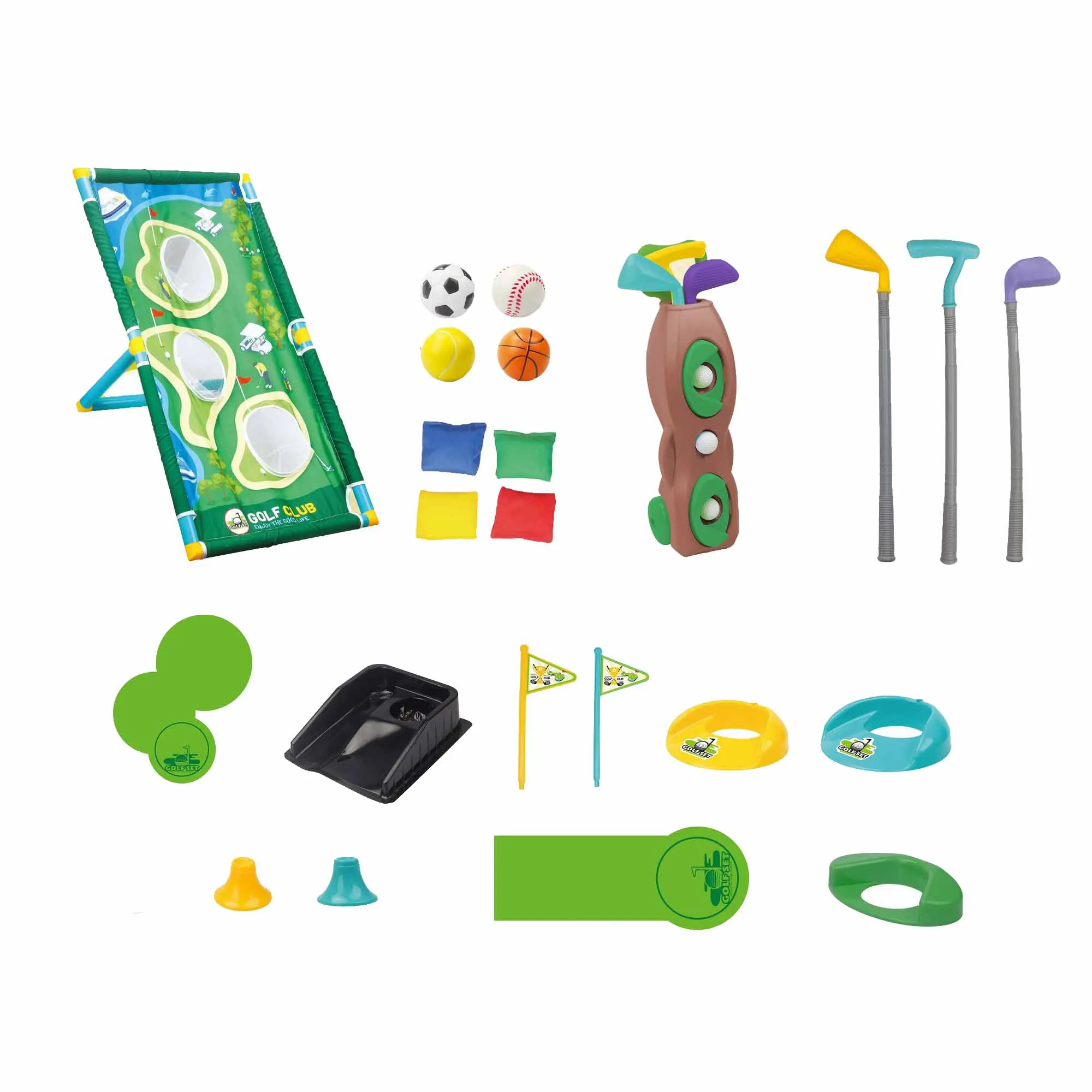 2024 Hot selling kids multifunctional sports training golf set toys outdoor game golf toys with training track