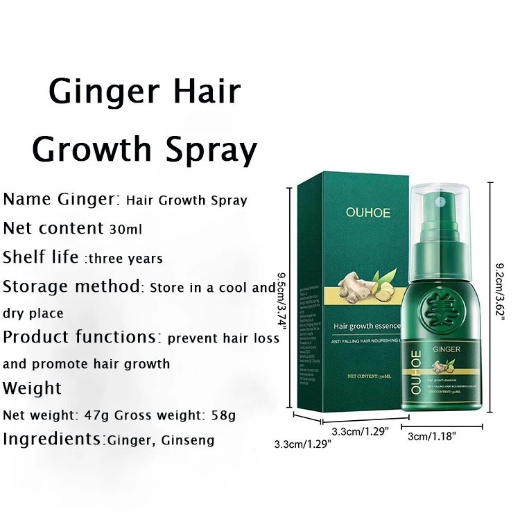 Wholesale Organic Natural Ginseng Hair Growth Serum Spray 30ML Fast Hair Function Growth Serum for Loss Prevention
