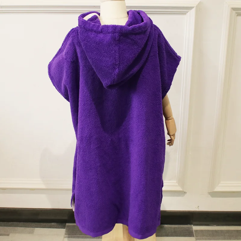 Good quality custom 100% cotton terry cloth poncho hooded beach towel for children