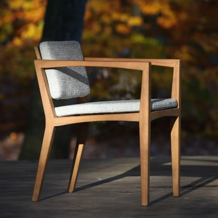 
modern indoor restaurant hotel living room aluminium dining chair and table teak wood beach patio Outdoor garden dining set 